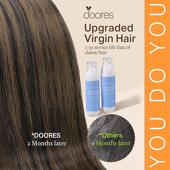 DOORES Clip in Hair Extensions, Dark Brown to Chestnut Brown 7pcs 110g 22 Inch, Real Human Hair Seamless Clip in Hair Extensions Straight Invisi Edge