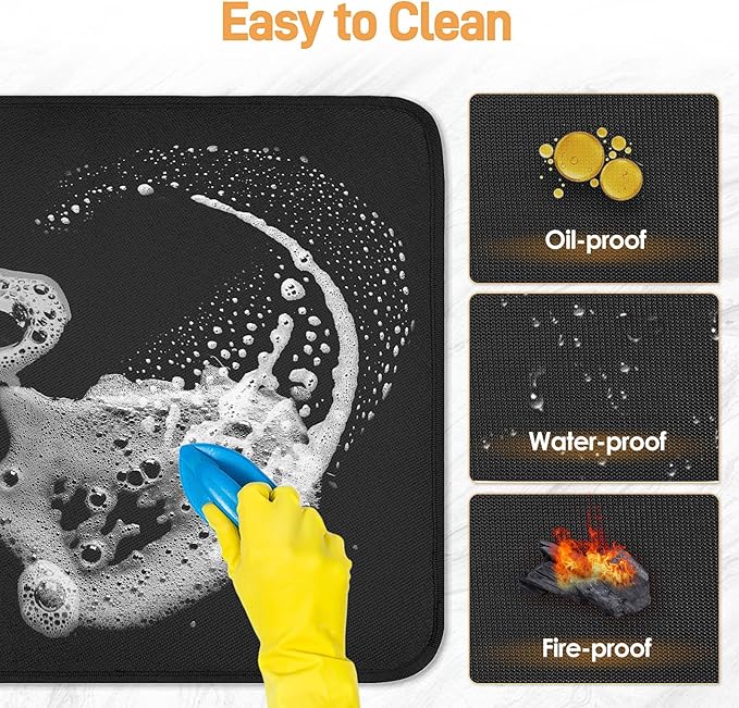 Air Fryer Mat for Air Fryer, 24 x 31in Heat Resistant Mat for Countertop, Fireproof Silicone Countertop Protector Appliance Slider for Air Fryer, Coffee Maker, Toaster, Oven (Black)