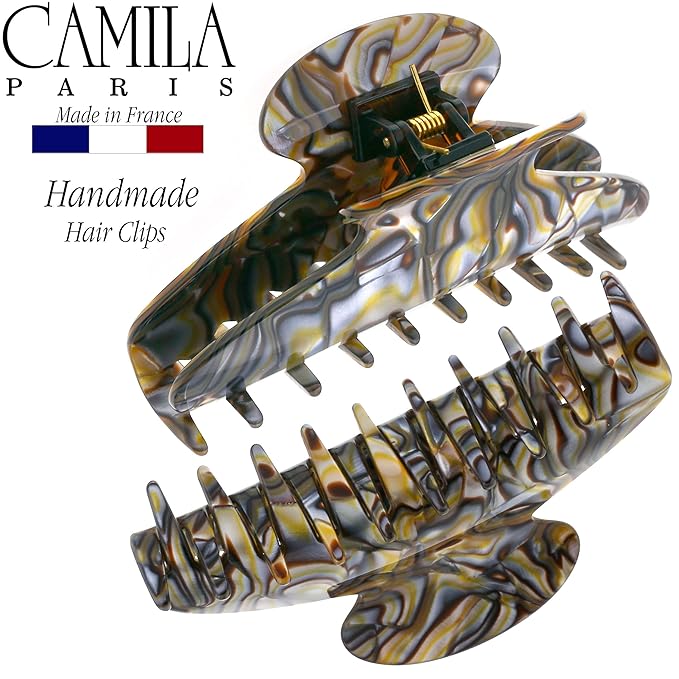 Camila Paris CP3036 French Hair Clip for Thick, Long, Curly & Wavy Hair - Handmade Onyx, Girls' Big Claw Clip, Strong Hold