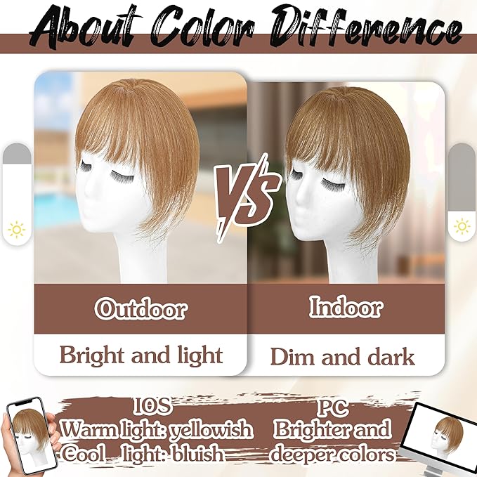 Hair Toppers for Women Real Human Hair - 360° Coverage Light Brown Clip In Topper with Bangs for Thinning Hair Upgraded 4×6 cm Silk Base Ideal for Everyday Use