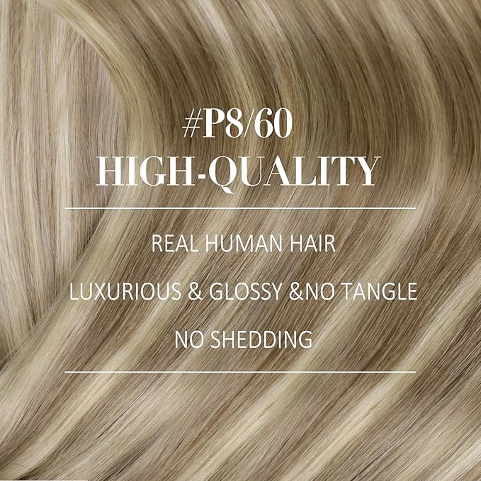 YoungSee Wire Hair Extensions Human Hair Light Brown Hair Extensions Wire Highlights Light Brown with Blonde One Piece Hair Extension Real Human Hair Dyable Remy Hair 18Inch 80G