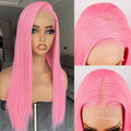 BLL Pink Wig, 13x4 Synthetic Lace Front Wig Pre-Plucked Glueless Long Silk Straight Wigs With Baby Hair Natural Density Ready to Wear Wigs For Women Suitable For Daily Party Wear 26inch