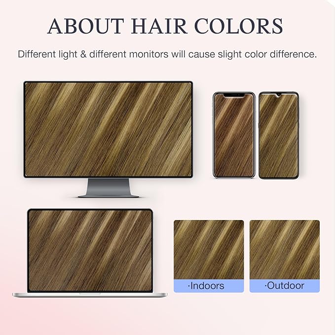 DOORES Invisible Clip in Hair Extensions 18 inch 130g 7pcs, Real Human Hair Invisi Edge Clip in Extensions, Virgin PU Clipins Straight Thickening, 6BT18D Medium Brown Highlighted Dirty Blonde