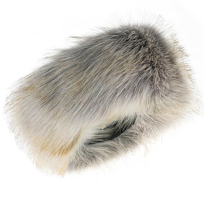 Faux Fur Headband for Women Elastic Fuzzy Thick Earmuffs Winter Headwrap Ear Muffs Furry Ear Warmers Cold Weather (Silver)