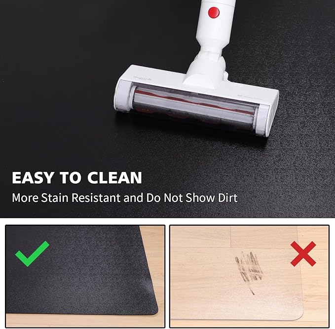 Vinyl Floor Mat for Home，5'×7' Black Waterproof Area Mat for Under Dining Room Table, Sturdy Plastic Rug Protector for Kitchen, Living Room, Yard, Garage, Large Baby Play Mat