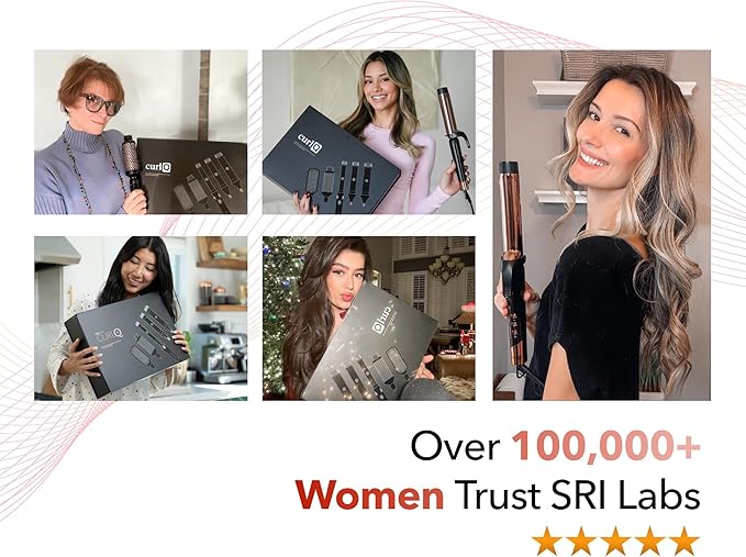 SRILabs CurlQ Curling Iron with 1.25 inch Extra Long Titanium Barrel, Ceramic Paddle Brush, and Thermal Brush with Rapid Heat Up, 12-Temperature Settings, and 360 Degrees Swivel Cord