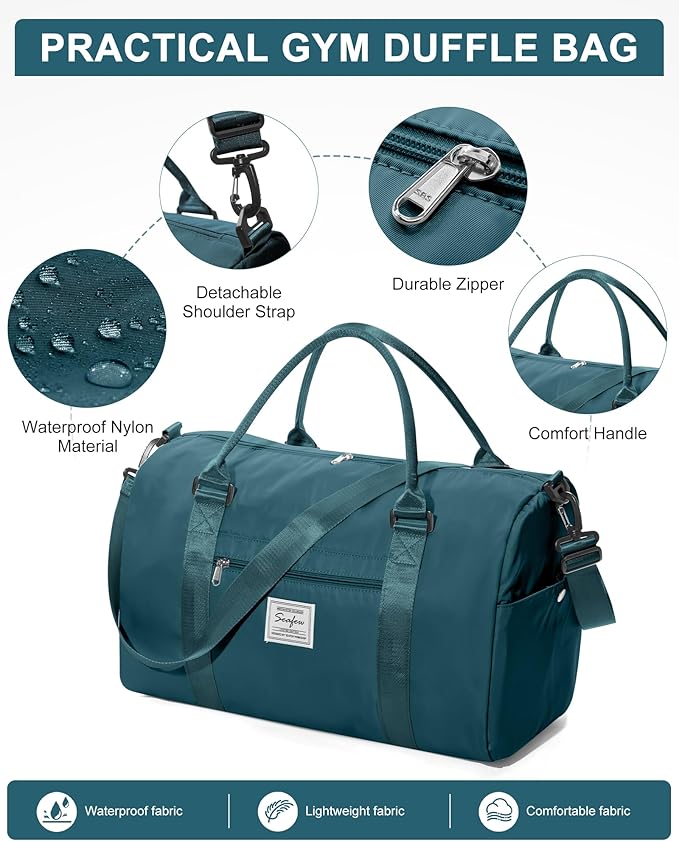 Gym Bag Womens,Travel Duffel Carry on Bag Sport Tote Bag Weekend Overnight Bag