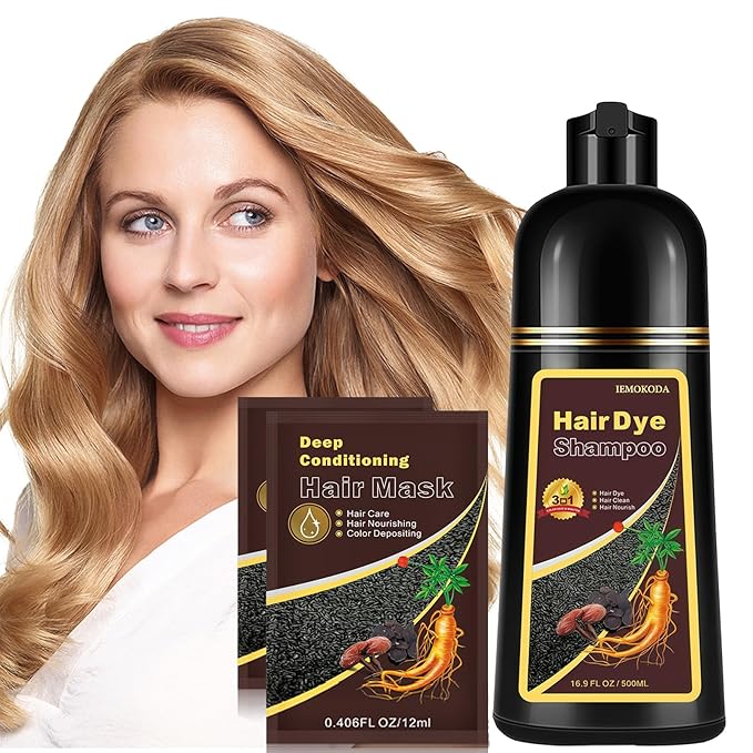 Fvquhvo Instant Hair Color Shampoo, Blonde Brown for Women Men, Long Lasting Brown Hair Dye Colors in Minutes, Easy to Use