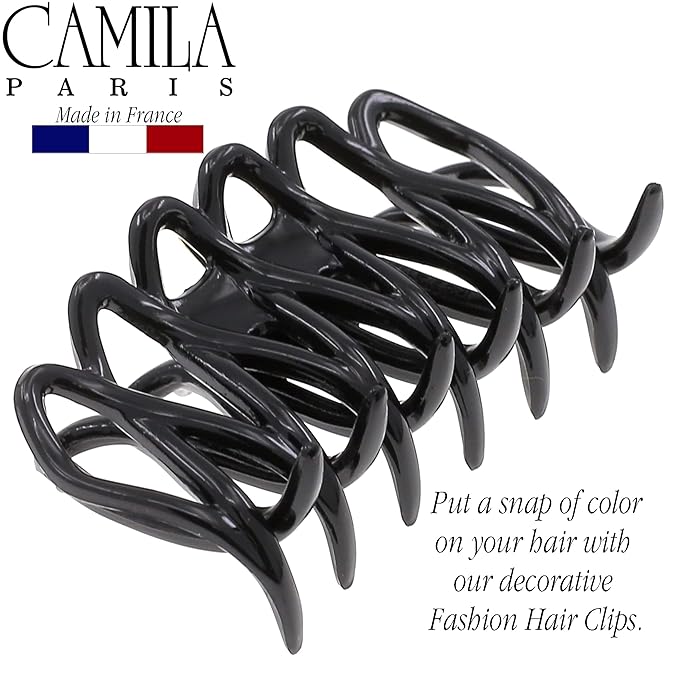 Camila Paris CP3522 French Small Hair Clips for Women Thick Hair for Long Curly Wavy Hair, Girls Hair Claw Clip, Durable Styling Big Claw Clip for Thick Hair, Strong Hold No Slip Grip, Made in France