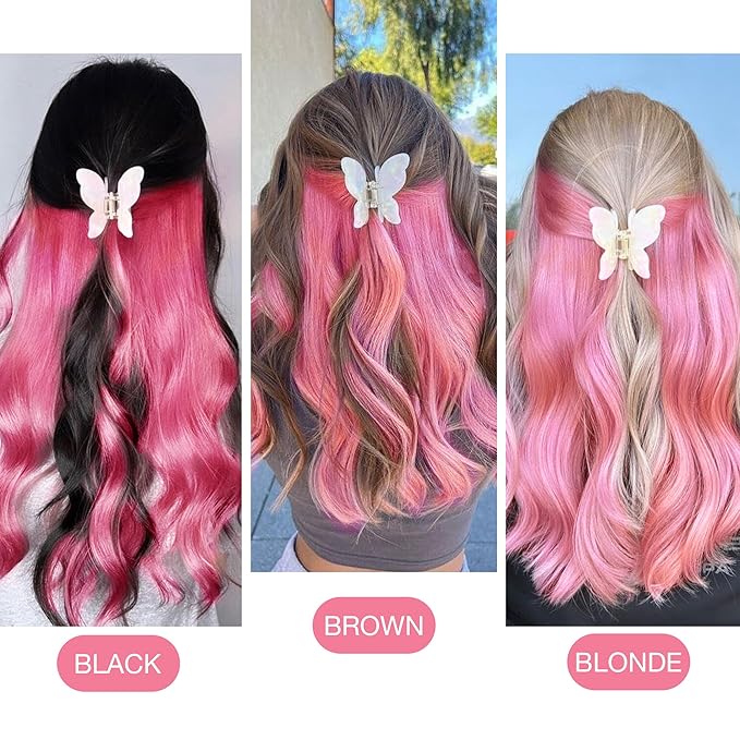 GOO GOO Tape in Hair Extensions Human Hair, Peach Pink, 14inch 25g 10pcs, Colored Tape ins Human Hair Extensions, Silky&Soft Invisible Tape Ins, Hair Highlighted for Party