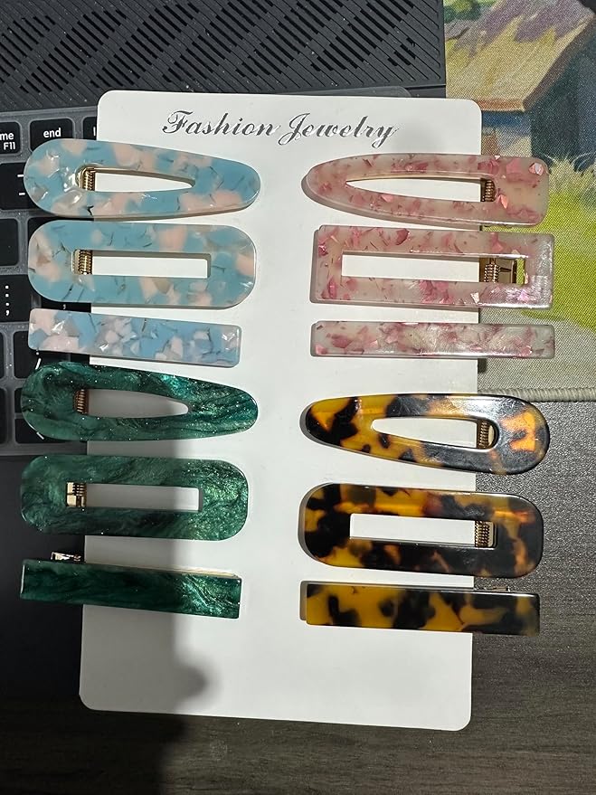 12 Pieces Acrylic Resin Marble Hair Clips Set, Decorative Pearls Hair Barrettes Sweet Decorative Bobby Pins Hairpin Headwear Hair Accessories Headwear for Women and Girls…