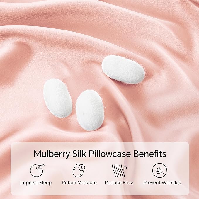 INFIIXSO Mulberry Silk Pillow Cases King Size Set of 2, Silk Pillowcase with Hidden Zipper 20"x36", Extraordinary Smooth and Soft Pillow Case for Hair and Skin(Coral, 2 Pack)