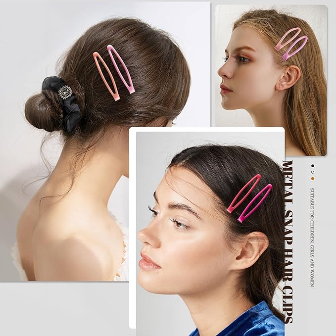 16 PCS Snap Hair Clips Metal Barrettes for Women Non Slip Barrettes for Thick and Thin Fine Hair,Bright Multiple Red,2.36 x 0.43 Inches.