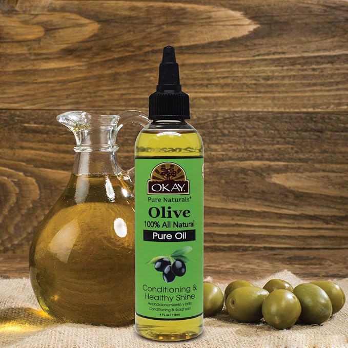 OKAY 100% Pure Natural Olive Oil for Skin & Hair - Cold Pressed Olive Oil for Skin Care, After Shower Body Moisturizer for Women & Men, Use for Massage, Hair Health - 4 Fl Oz (Pack of 1)