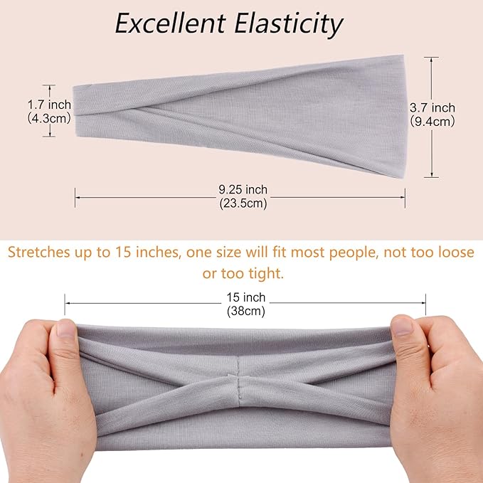 Workout Wide Headbands for Women Non Slip Yoga Running Exercise Head Bands White Women's Sweat Hairbands for Everyday Basic Fashion Hair Accessories
