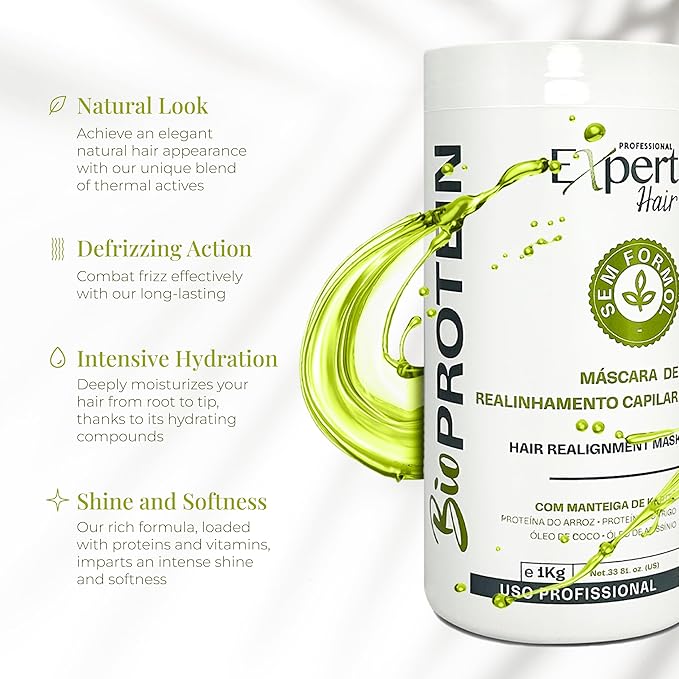 Expert Hair Botox Kit - Thermo-Active, Anti-Frizz Treatment - Natural Look, Keratin for Smoothing and Straightening, 2x 1kg/35.3 oz