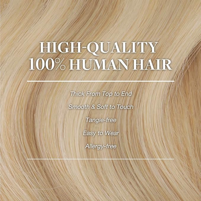 GOO GOO Clip in Hair Extensions Real Human Hair, Remy Human Hair Extensions Clip ins for Women, Natural Human Hair, 20inch 160g 7Pcs, #18A/613A Dark Blonde Highlighted Bleach Blonde