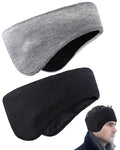 JenPen 2 Pcs Double-layer Ear Muffs for Winter Ear Warmers Headband for Men Women Knit Fuzzy Lined for Adult Running Cycling Ski (Gray,Black)