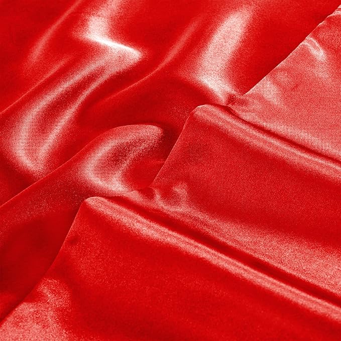 Aormenzy Satin Pillow Cases for Women King Size Set of 2, Red Satin Pillowcase for Hair with Envelope Closure Silky Pillow Covers Wrinkle, Fade Resistant (20x40 Inches)