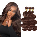 26 28 30 Inch Chocolate Brown Body Wave Bundles Color 4 Human Hair Bundle Niegmeag Brazilian Virgin Remy Hair Extensions Double Weft Soft and Silky Color 4 Body Wave Bundle 300g