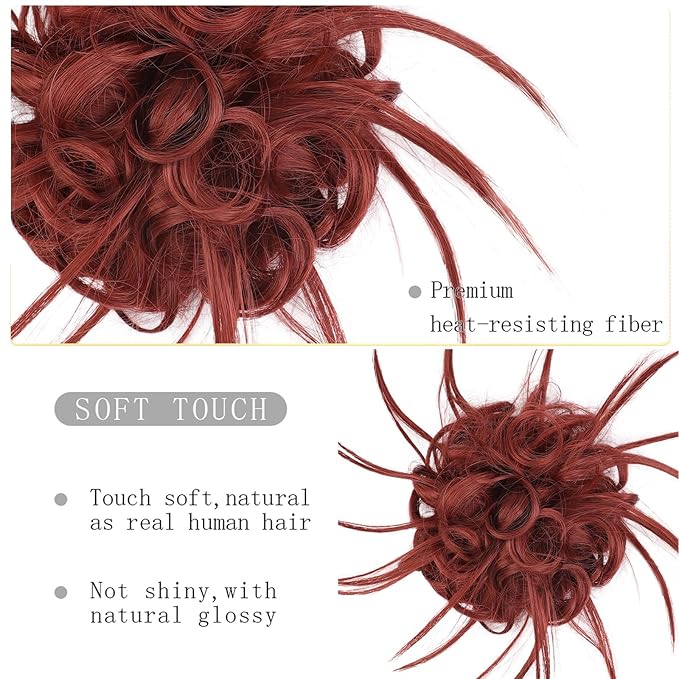 HMD Tousled Updo Messy Bun Hair Piece Hair Extension Ponytail With Elastic Rubber Band Updo Bun Synthetic Hairpieces for Women