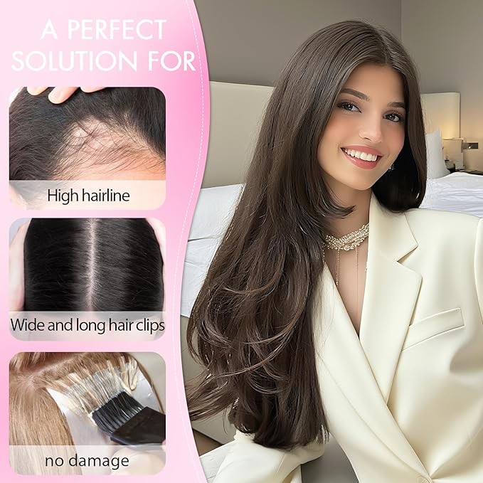 Isaic Hair Toppers for Women 24 Inch Synthetic Hair Pieces, 360° Clips In and Adjustable Bandage Layered Toppers, Toppers Hair Pieces Add Volume for Thinning Hair and Daily Use(Natural Black)