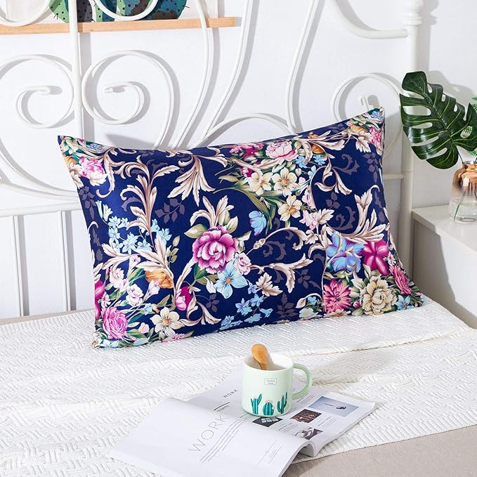 SLPBABY Silk Pillowcase for Hair and Skin with Hidden Zipper Print (Standard, Pattern4)