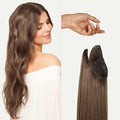 Luxy 100% Remy Human Hair – Halo Clip-In Hair Extensions –Natural Looking Volume & Length - One-Piece - Easy 5-Min Application 180 grams 20" Ash Brown Balayage