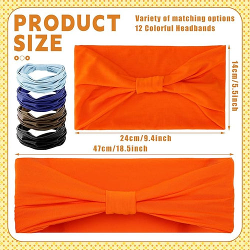 12 Pcs Headbands for Women Wide Sports Sweat Absorb Headbands Thick Sports Stretchy Sweat Bands Non-Slip Hair Bands for Running Yoga Boho Twisted Hair Accessories