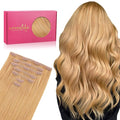 WENNALIFE Seamless Clip In Hair Extensions Human Hair, 24 Inch 160g 7pcs Strawberry Blonde Real Hair Extensions Clip in Human Hair Invisible PU Skin Weft Natural Remy Human Hair Extensions