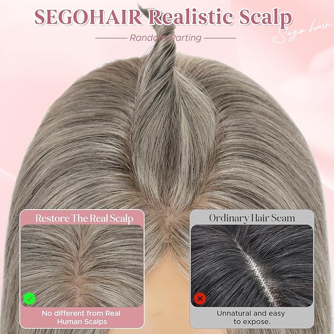 Real Human Hair Toppers for Women 3.54"*4.72" Silky Base 150% Density No Bangs Adjustable Parting Clip-In Topper Hairpieces for Women with Thinning Hair 10 Inches White Mixed Natural Black