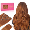 WENNALIFE Clip in Hair Extensions Real Human Hair, 14 Inch 150g 9pcs Human Hair Extensions Clip In, Dirty Ginger Hair Extensions Clip In Real Hair Coloured Remy Human Hair Extensions