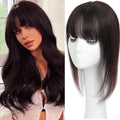 Hair Toppers for Women Real Human Hair, 360°3D Topper for Women with Thinning Crown Wispy Clip in Bangs Breathable Hand Tied Craft Big Coverage Hairpieces(Chestnut Brown（Big）, 16 Inch-3D-Wispy)