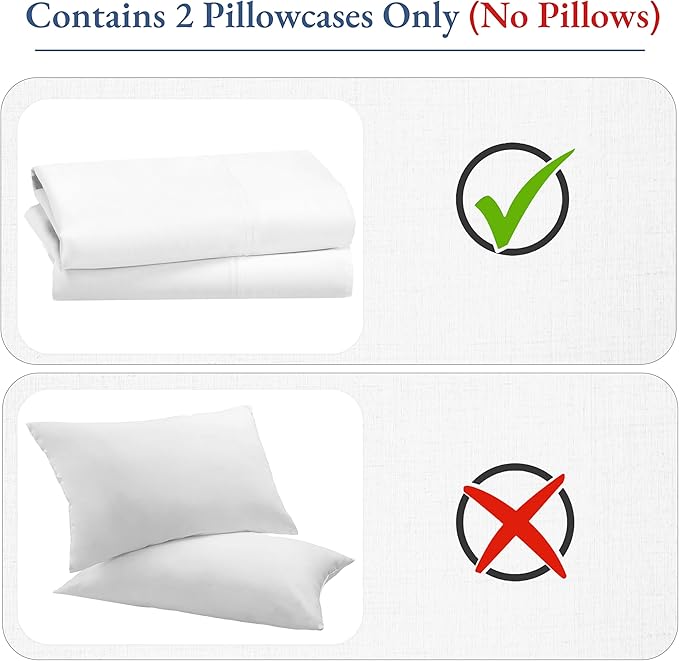 California Design Den Heirloom Soft, Smooth & Thick Certified 800 Thread Count 100% Cotton Sateen, 2 King Size Pillow Cases, Fits King Pillows (Bright White)