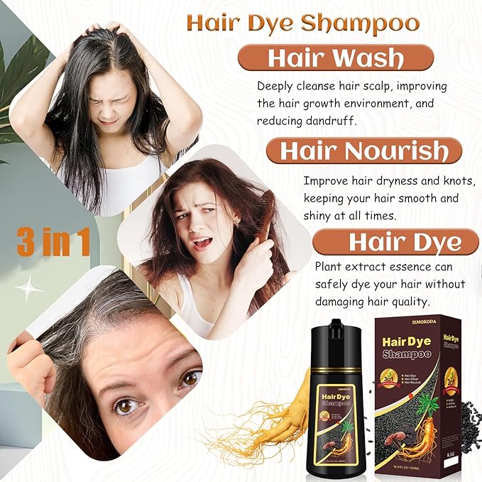 Wine Red Hair Dye Shampoo, Burgundy Hair Dye for Men & Women, Long-Lasting Color SHampoo Hair Dye for All Hair Types, Esay to Use Shampoo Para Canas 16.9 Fl Oz (Wine red)