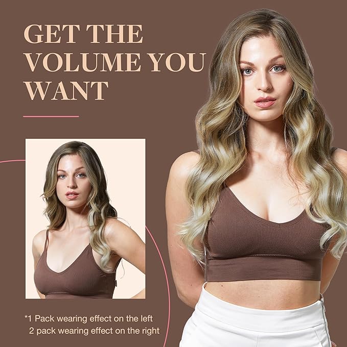 GOO GOO Clip in Hair Extensions Real Human Hair, Remy Human Hair Extensions Clip ins for Women, Natural Human Hair, 14inch 120g 7Pcs, 9/60 Balayage Ash Brown to Platinum Blonde