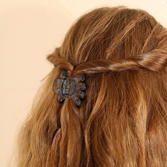 4cm Hair Clips Strong Grip Champagne LightGray and Clear Octopus Claw Clips 9 Pcs Medium to Small Claw Clips for Women and Girls Thick Hair Styling Sectioning.