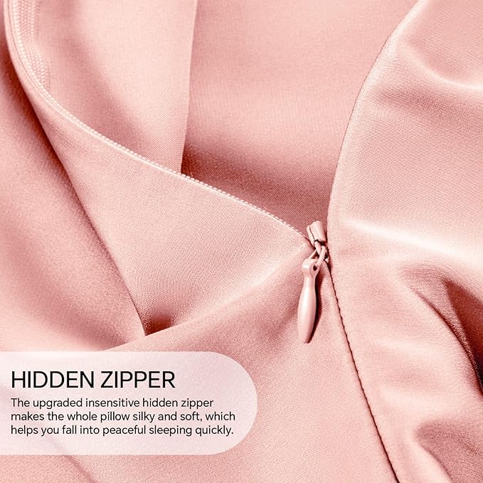 INFIIXSO Silk Pillow Cases 2 Pack Standard Size, Ultra Smooth & Soft Mulberry Silk Pillow Case for Hair and Skin, Breathable Cooling Silk Pillowcase with Hidden Zipper (Rose Pink, 20x26 Inches)