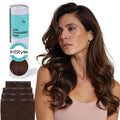 Irresistible Me Real Human Hair Extensions Clip Ins – 100% Human Hair Clip In Extensions for Length & Volume – Invisible Extension – Heat Resistant & Dyeable – Medium Brown, 14 Inches