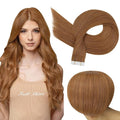 Full Shine Remy Tape Hair Extensions Real Human Hair Color 330 Copper Brown Double Sided Tape in Extensions Human Hair 12Inch Short Invisible Skin Weft 30Gram Natural Straight for Party 20Pcs