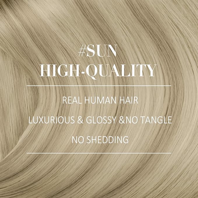 YoungSee Clip in Hair Extensions Real Human Hair Blonde Ombre Clip in Human Hair Extensions Ombre Ash Blonde Mix Platinum Blond Clip on Hair Extension for Women Dyable Remy Hair 120G 7pcs 18Inch