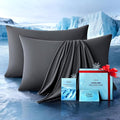 Ultra-Chill Cooling Pillowcase Set of 2 for Hot Sleepers, Softer Than Silk Pillow Cases for Protecting Hair & Skin, Breathable Bed Pillow Covers w/Zipper, Gifts for Women & Men(Dark Gray, Queen)