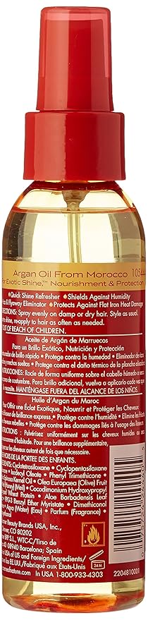 Creme of Nature Argan Oil Anti Humidity Gloss & Shine Mist With Heat Protection, Smooth & Shine Hair Polisher With Anti Frizz Control, 4 Fl Oz Each