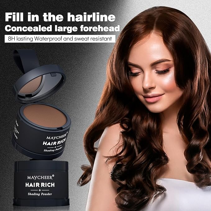 Maycheer Hairline Powder for Women - Hair Rich Shading Powder, 30 Colors Magic Root Cover Up (Light Coffee 02)