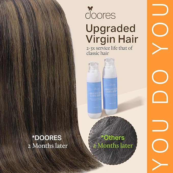 DOORES Clip in Hair Extensions Real Human Hair, Balayage Dark Brown to Chestnut Brown 18 Inch 7pcs 135g, Remy Thick Extensions Clip ins for Women Straight Weft