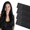 COOKAYU Invisible Tape in Hair Extensions, 18 Inch 40g 20pcs Jet Black Seamless Straight Invisible Extensions Human Hair Invisi Edge Tape ins