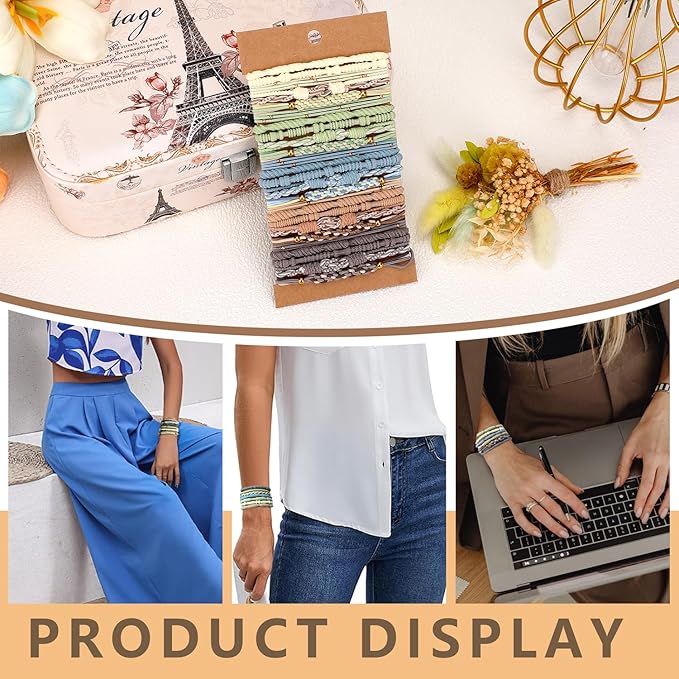 Boho hiar ties 25pcs Cute Bracelets for Thin and Thick Hair, Hair Accessories for girl or Women,Soft Dual-Use No-Damage Ties, Elastic bands，ponytail holders fo Mother's Valentine's Christmas day gift.