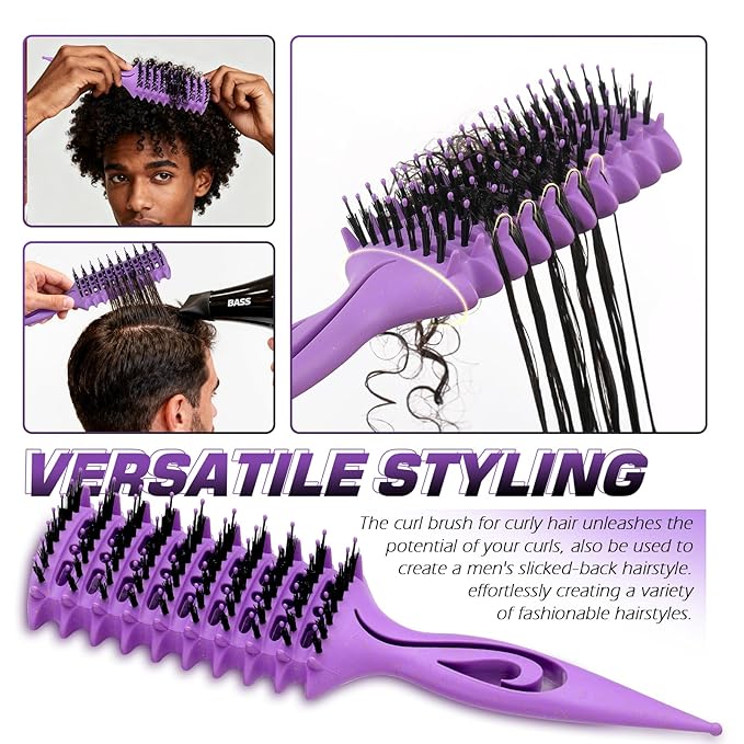 Candy Brush Curl Defining Vented Hair Brush for Effortlessly Blow Drying Detangling and Shaping and Styling, Airflow Wet Hair Brush for All Hair Types for Women and Men, Anti-Pull & Frizz, Purple