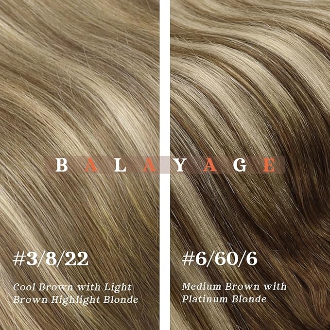 Ve Sunny Clip in Hair Extensions Real Human Hair Balayage Brown with Blonde Clip in Extensions for Women Real Hair Extensions Clip in Human Hair 14inch 100g