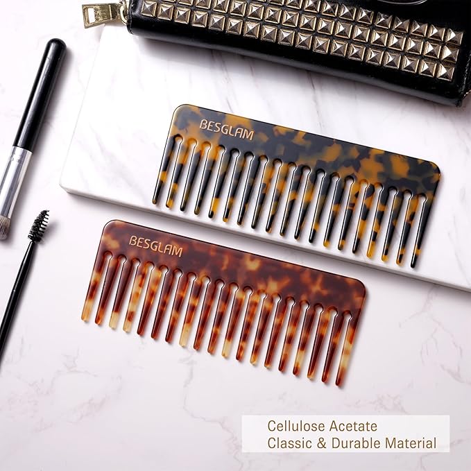 Wide Tooth Comb for Curls & Thick Hair - Large Detangling Comb for Women, 6 Inch Full-hand Length Acetate (Anti-Static), Wet/Dry Use, Reduces Breakage, (Tortoise)